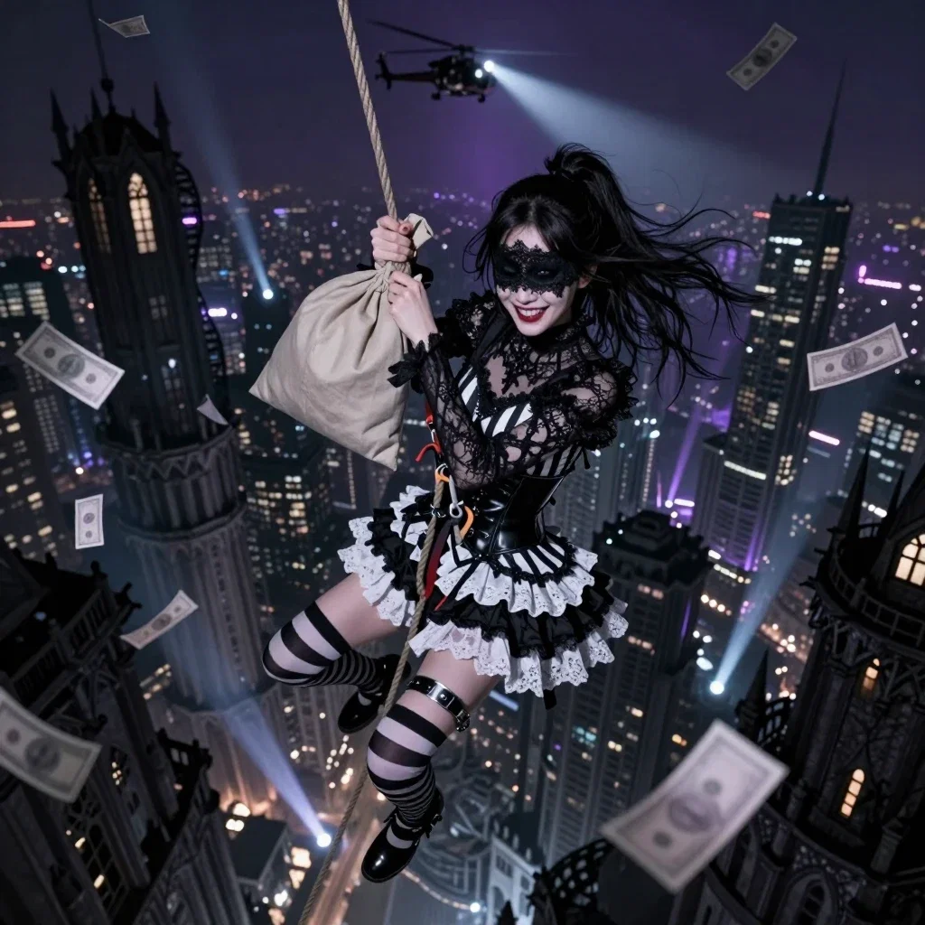 gothic escape helicopter chase mid air suspense