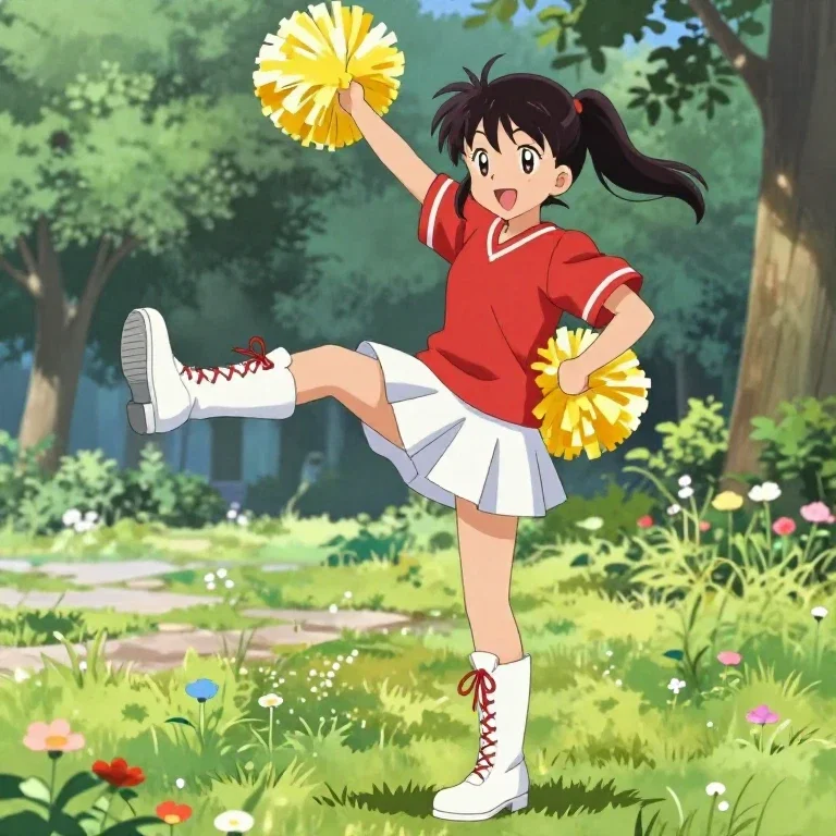 anime girl cheerleader park sunny day