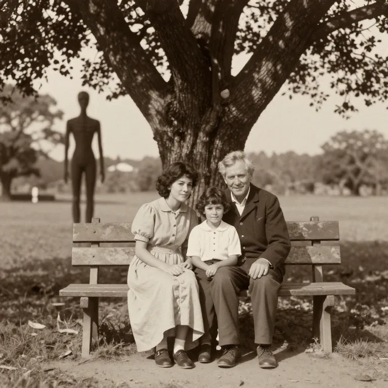 sepia photo of aunt and me with slender man
