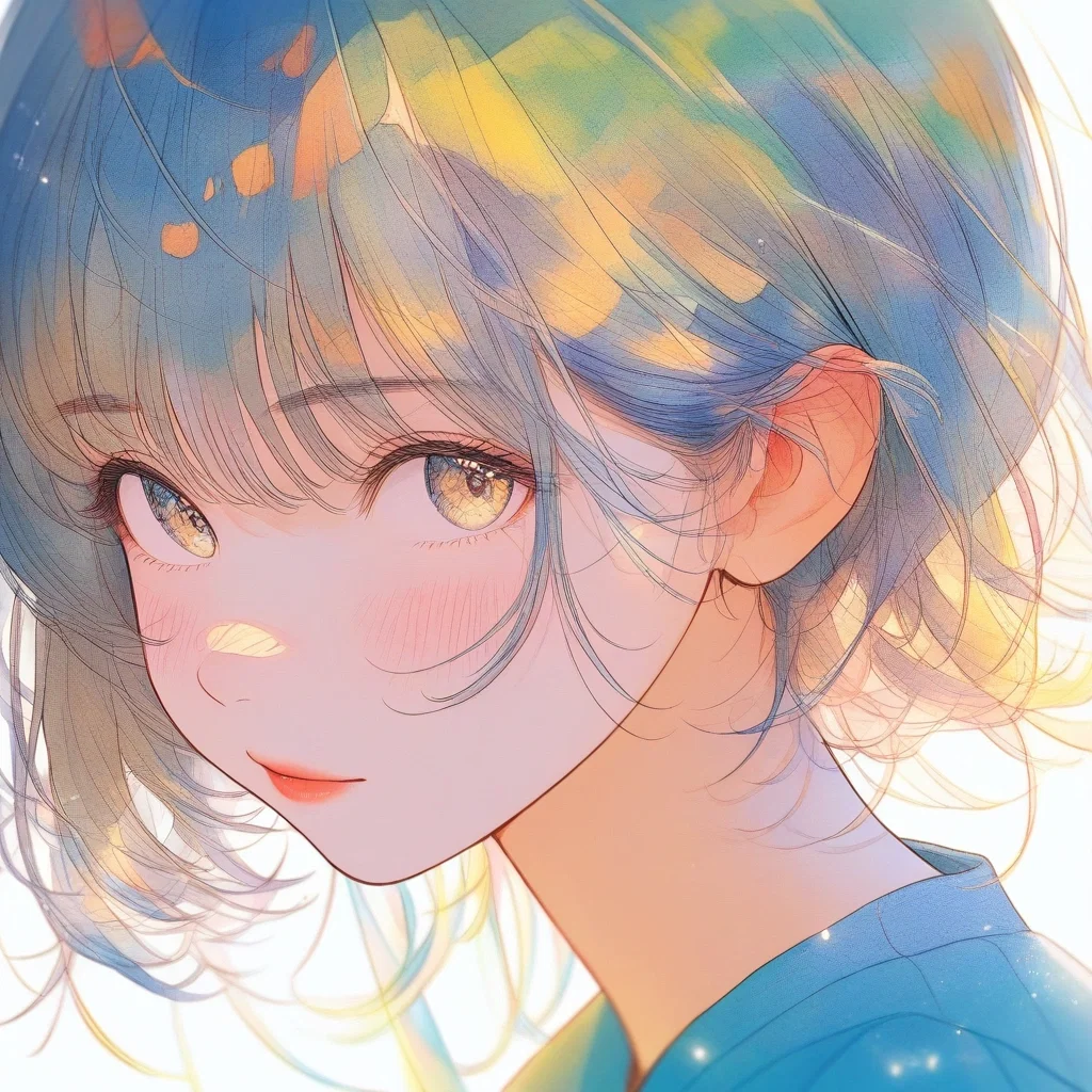 watercolor painting cute girl line drawing