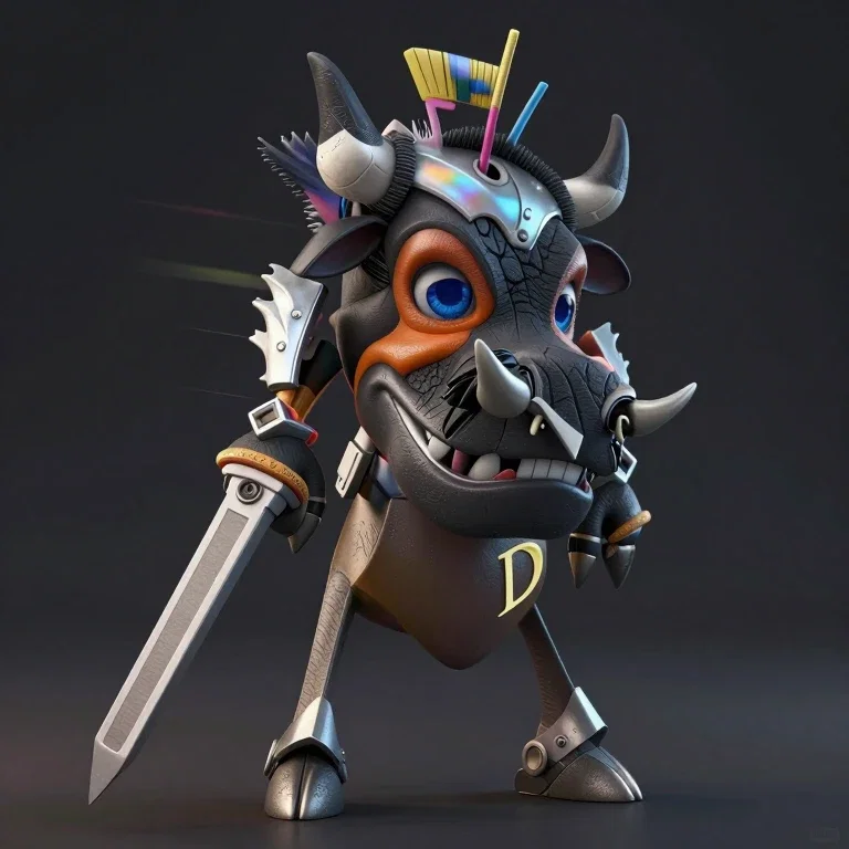 cartoon bull head with horns and grin