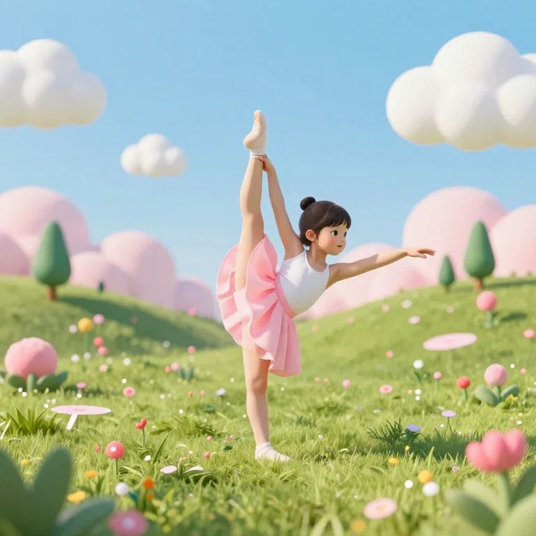 little girl dancer surreal landscape cute face