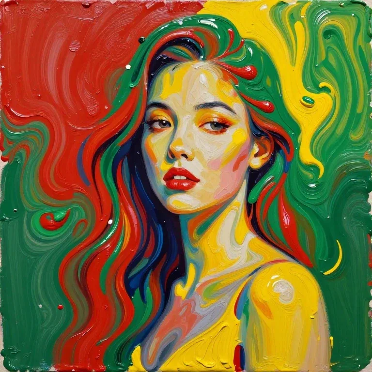 vibrant portrait woman water background art