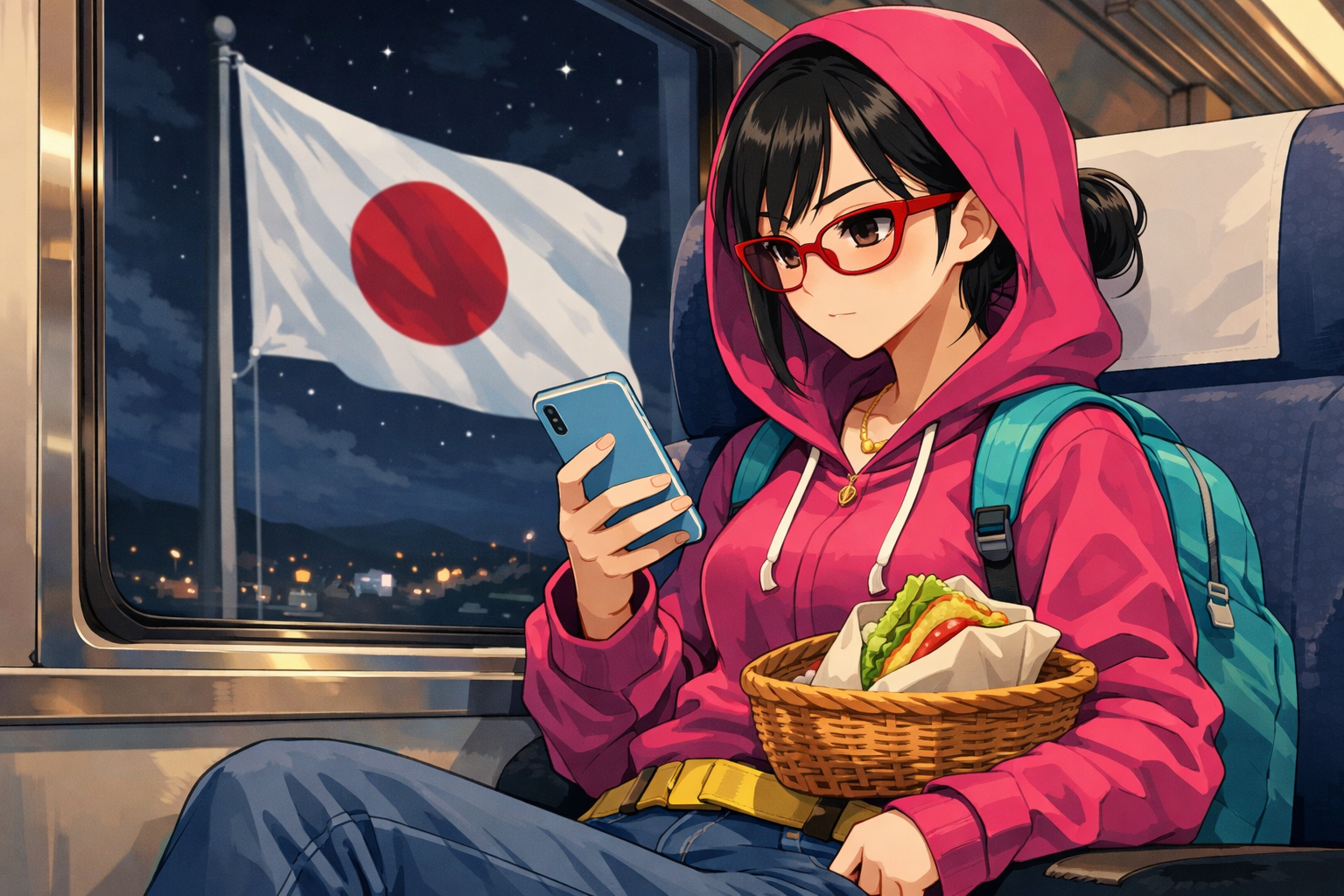 girl night train anime style