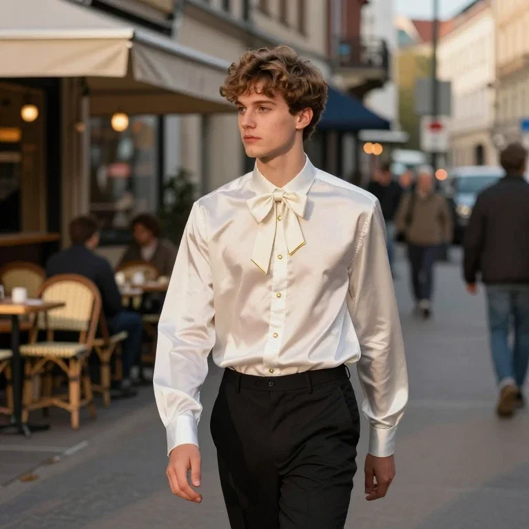 youth in elegant attire walks berlin street