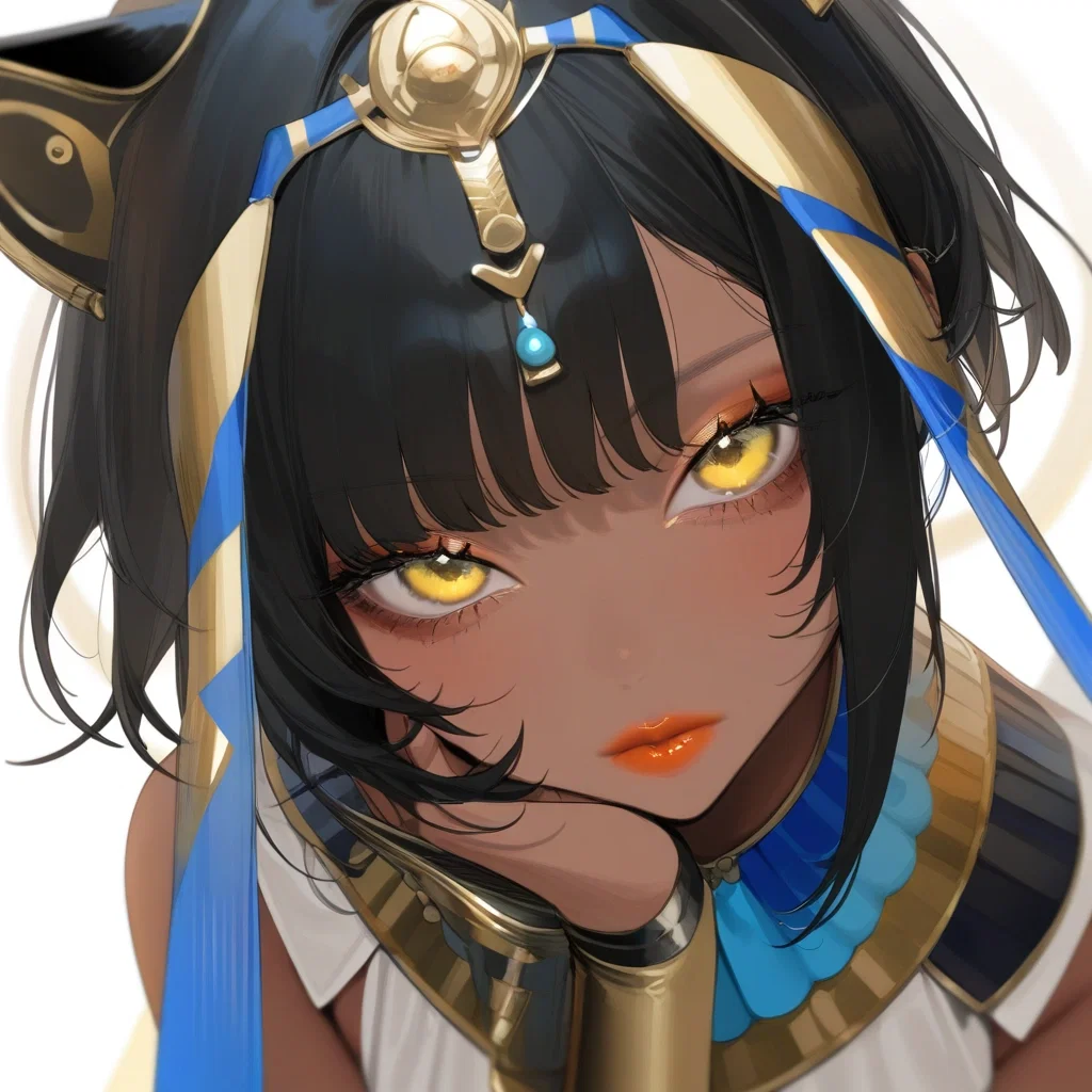 ancient egyptian cat girl looking at viewer