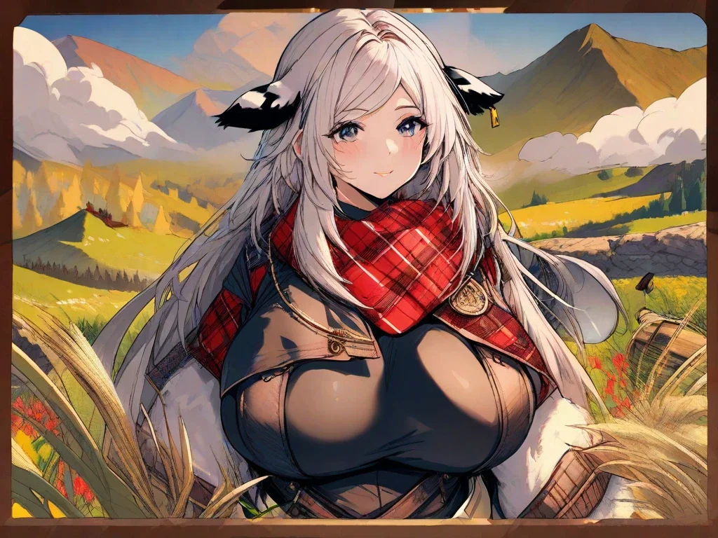 cow ears tail beautiful girl big breasts highlands