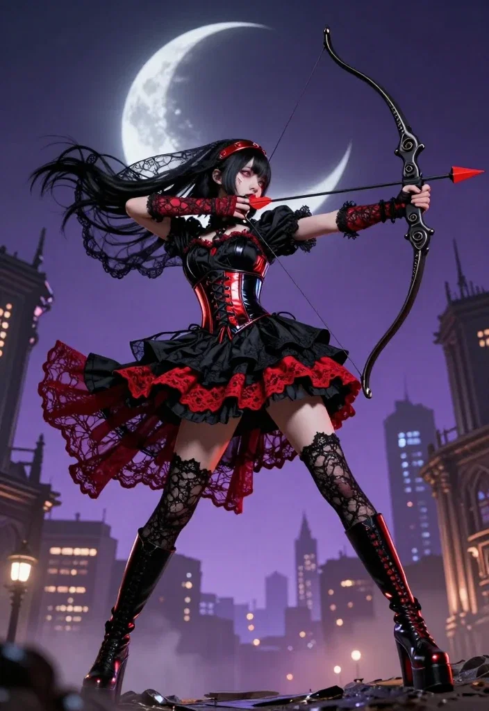gothic female warrior aerial movement noctrium city