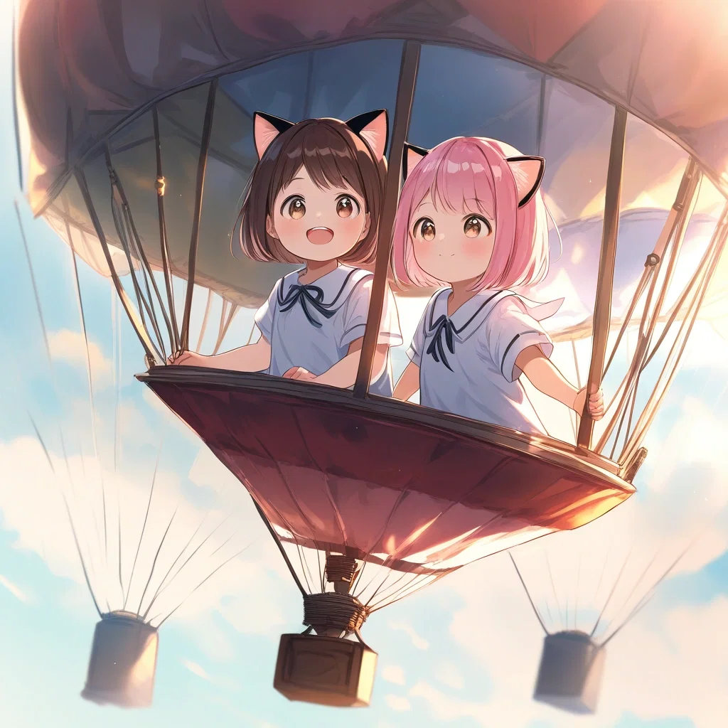 pink hair bob cut cat ears elementary school student