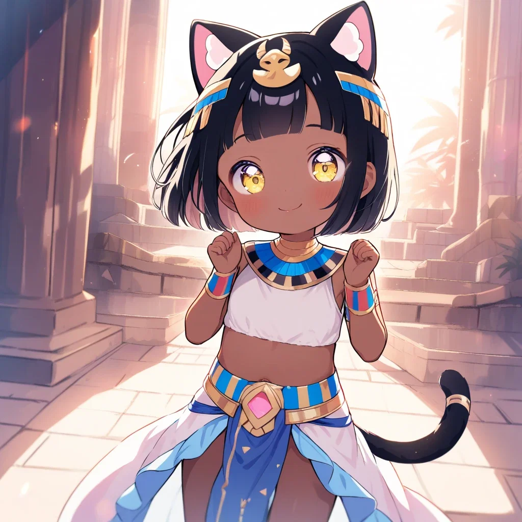 cute cat girl ancient egyptian clothes smile