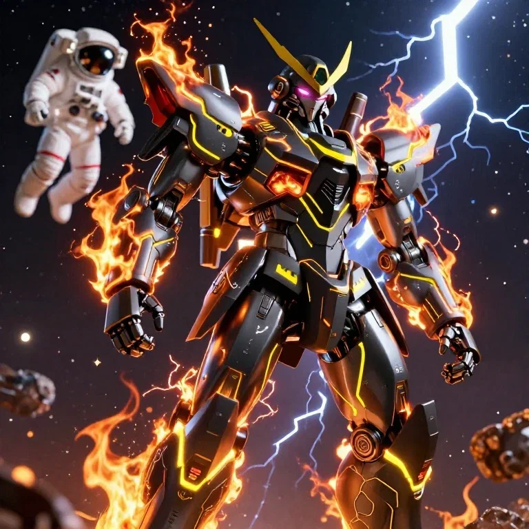 samurai robot lightning astronaut space