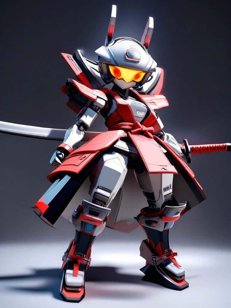samurai chibi robot with sword