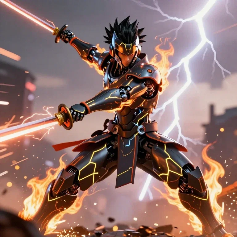 samurai robot futuristic cyberpunk ninja action