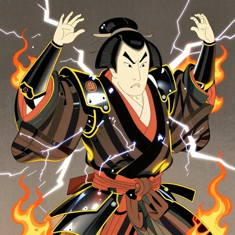 samurai robot lightning kabuki drama