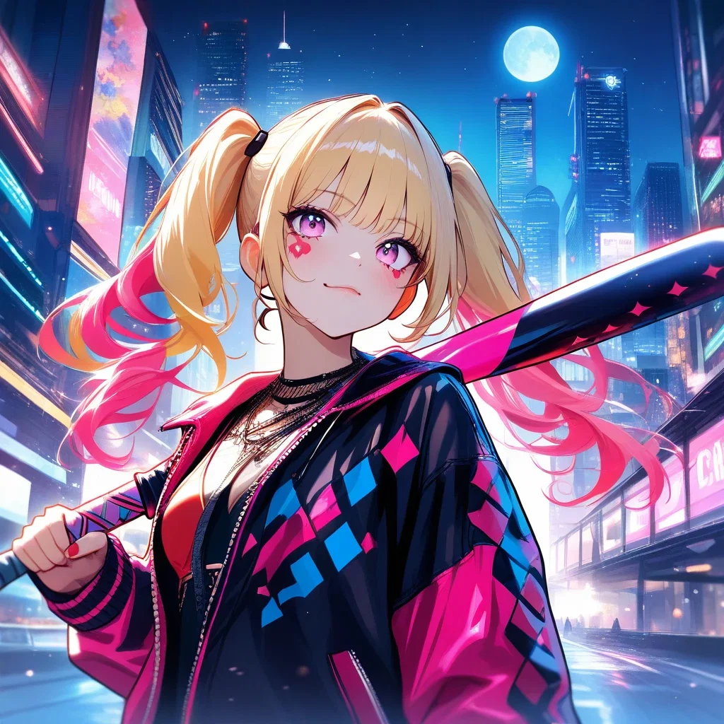 harley quinn anime girl gotham city night