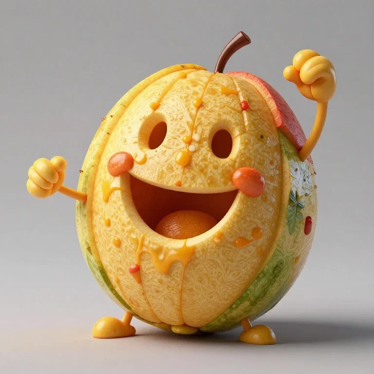 fruit sculpture realistic smile studio photography