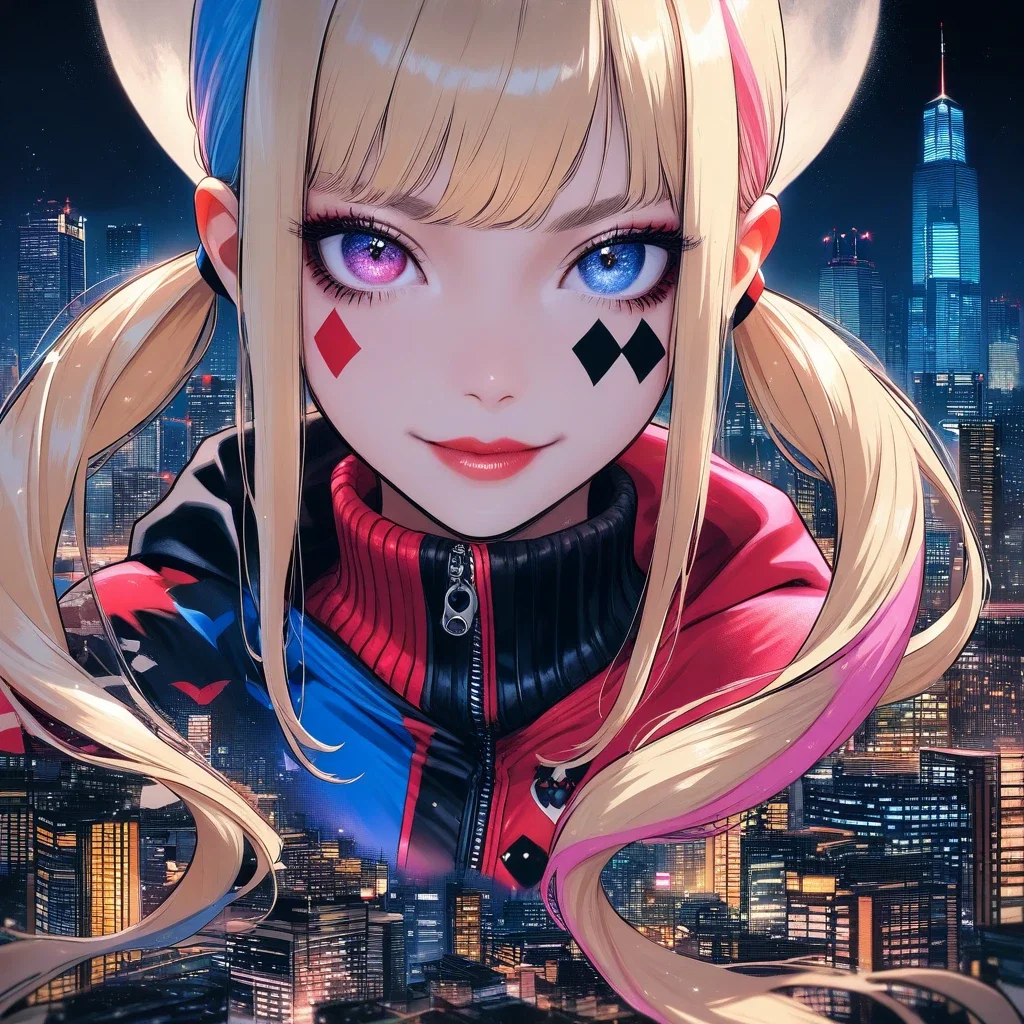 harley quinn anime girl gotham city night