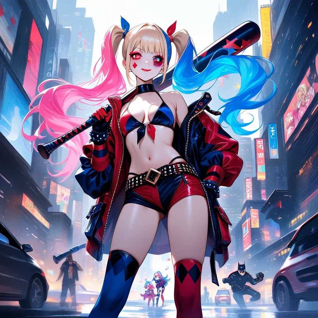harley quinn anime girl gotham city baseball bat
