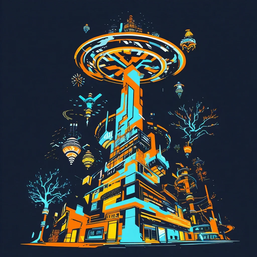 cyberpunk neon world tree