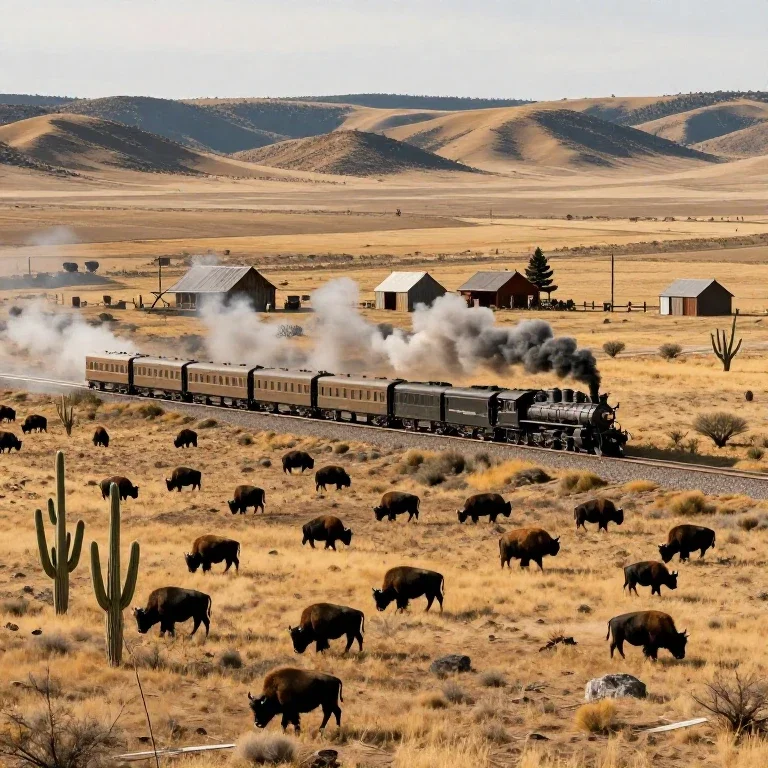 old steam train wild west landscape