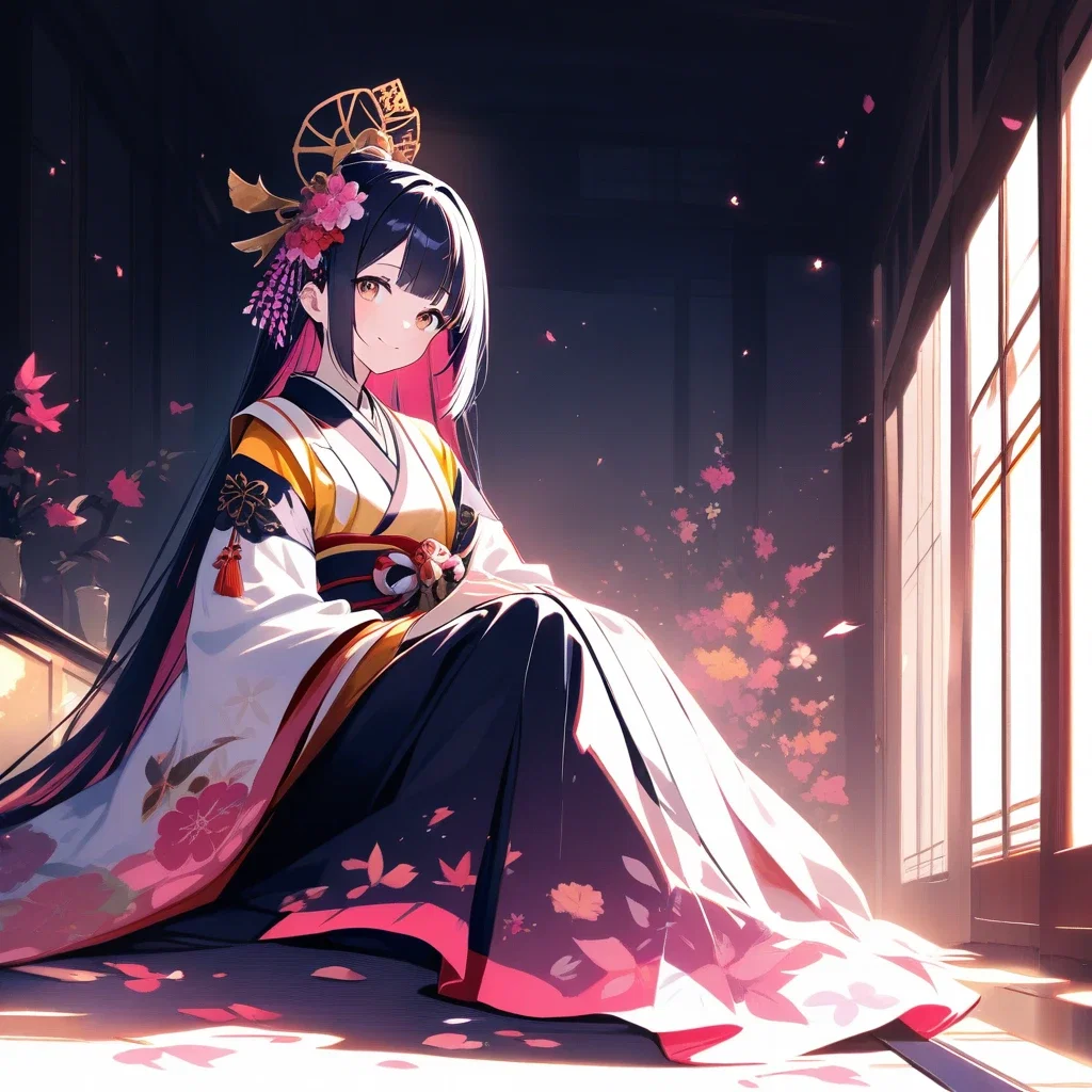 japanese princess artistic portrait indoor smile