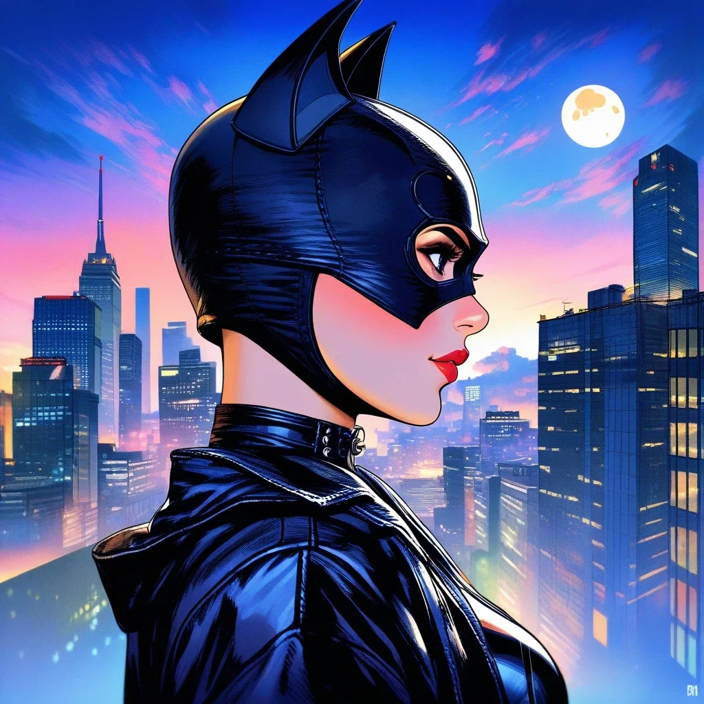 batmans catwoman in gotham night