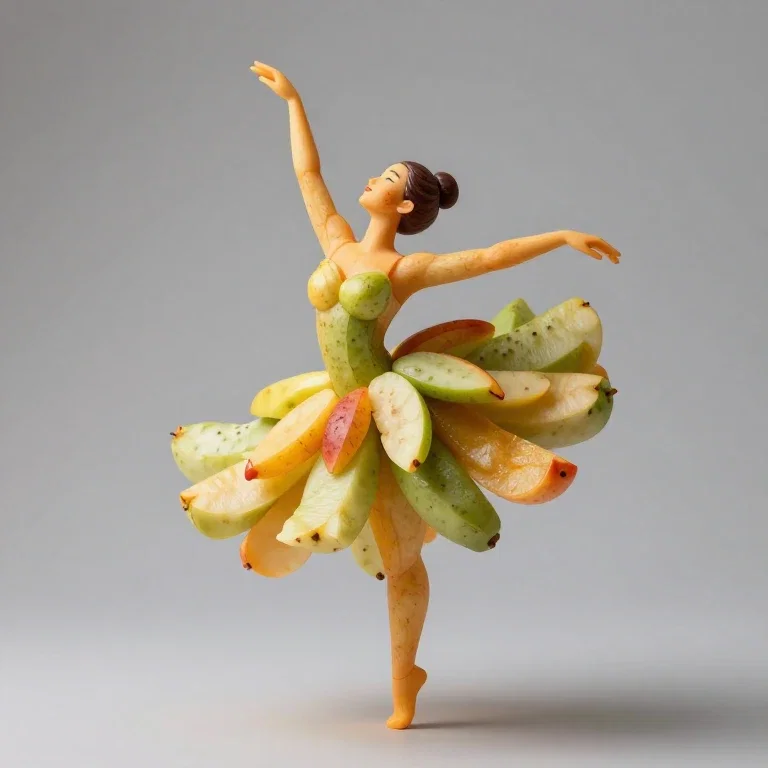 realistic fruit sculpture dancer studio photography