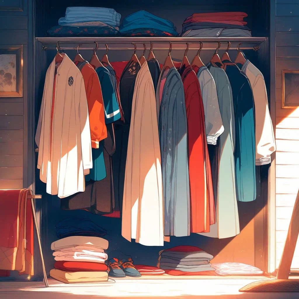many women clothes in closet