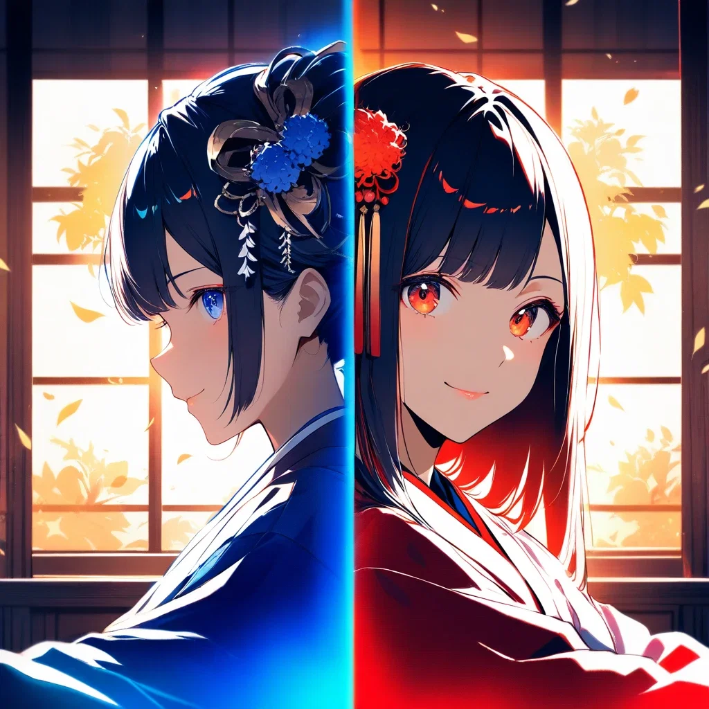 japanese art demure princesses indoors