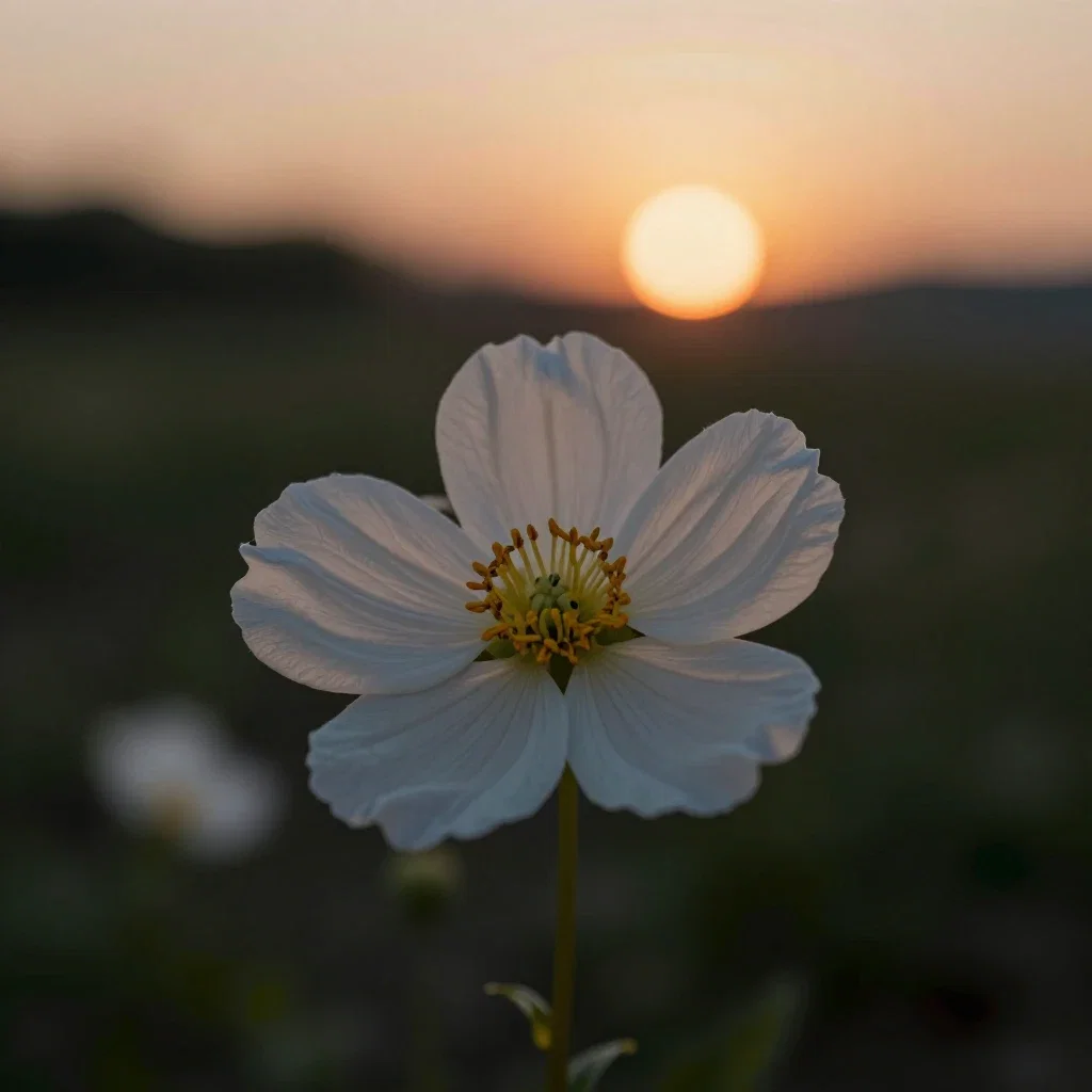 flower at sunset melancholic