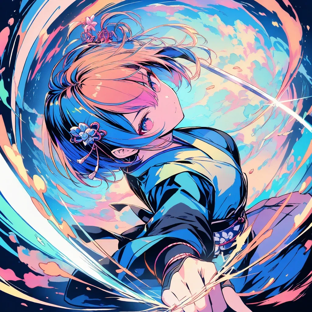 female ninja with short sword masterpiece art