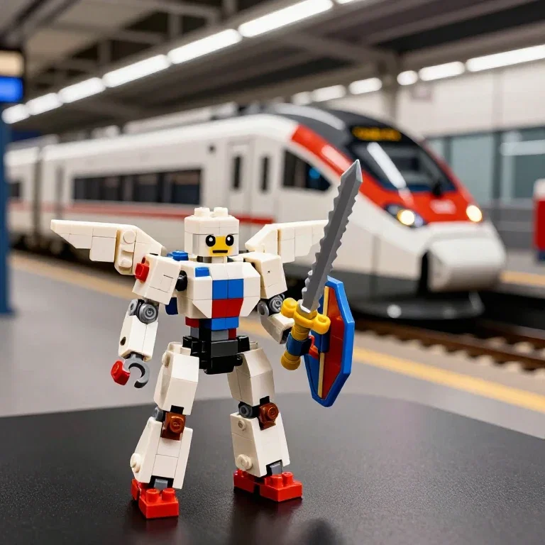 lego robot train scene action
