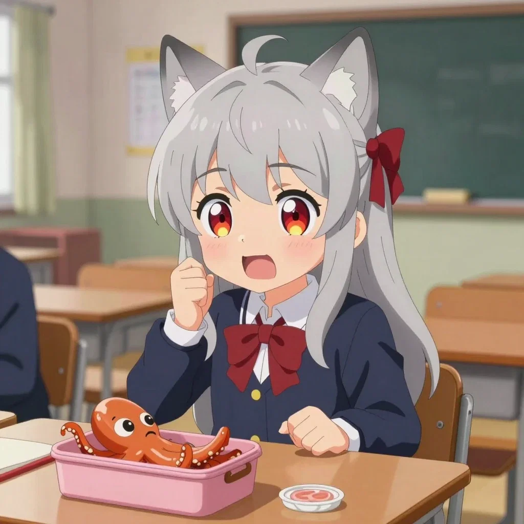 luna cute wolf girl first school day