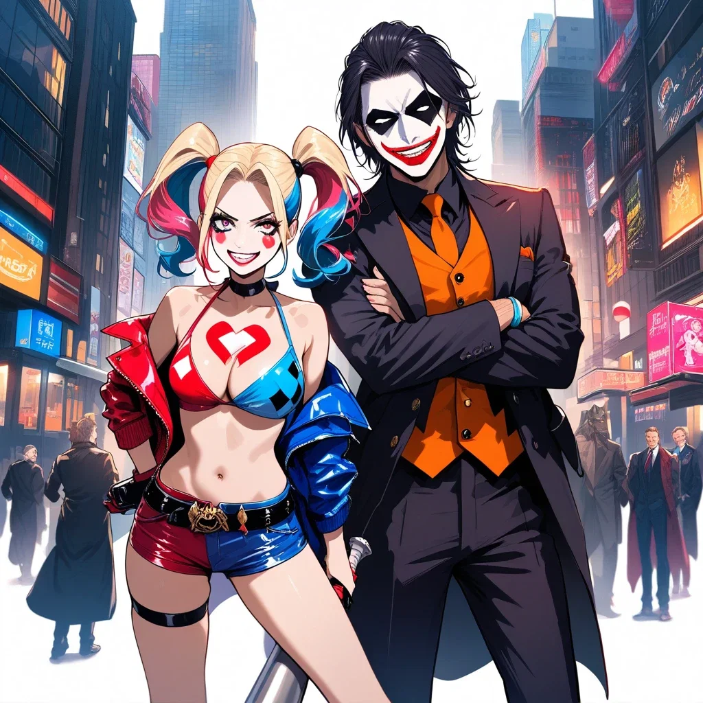 batman joker harley quinn night gotham city