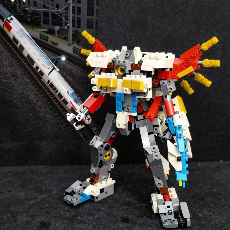 modern bullet train lego robot dynamic pose