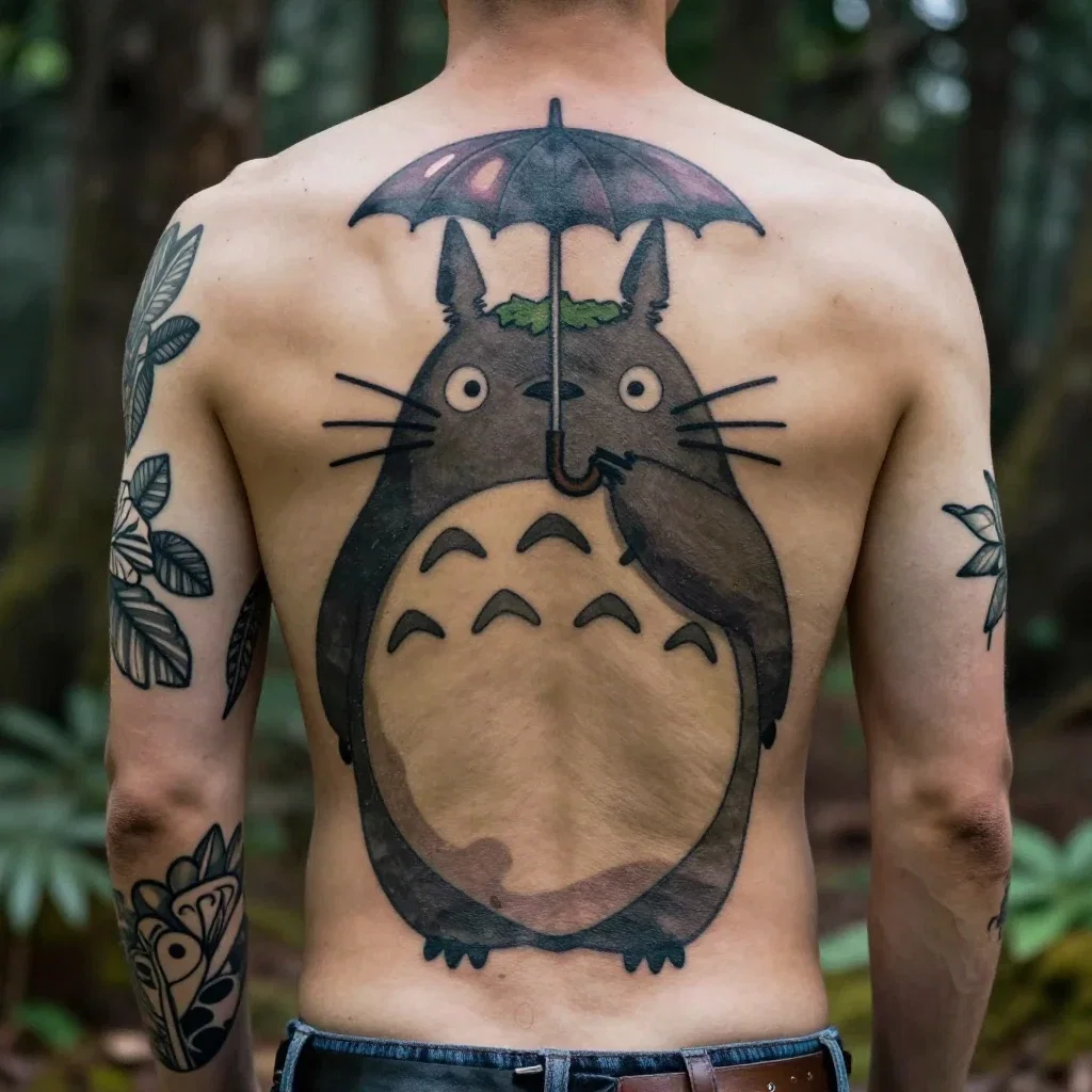 totoro umbrella forest tattoo