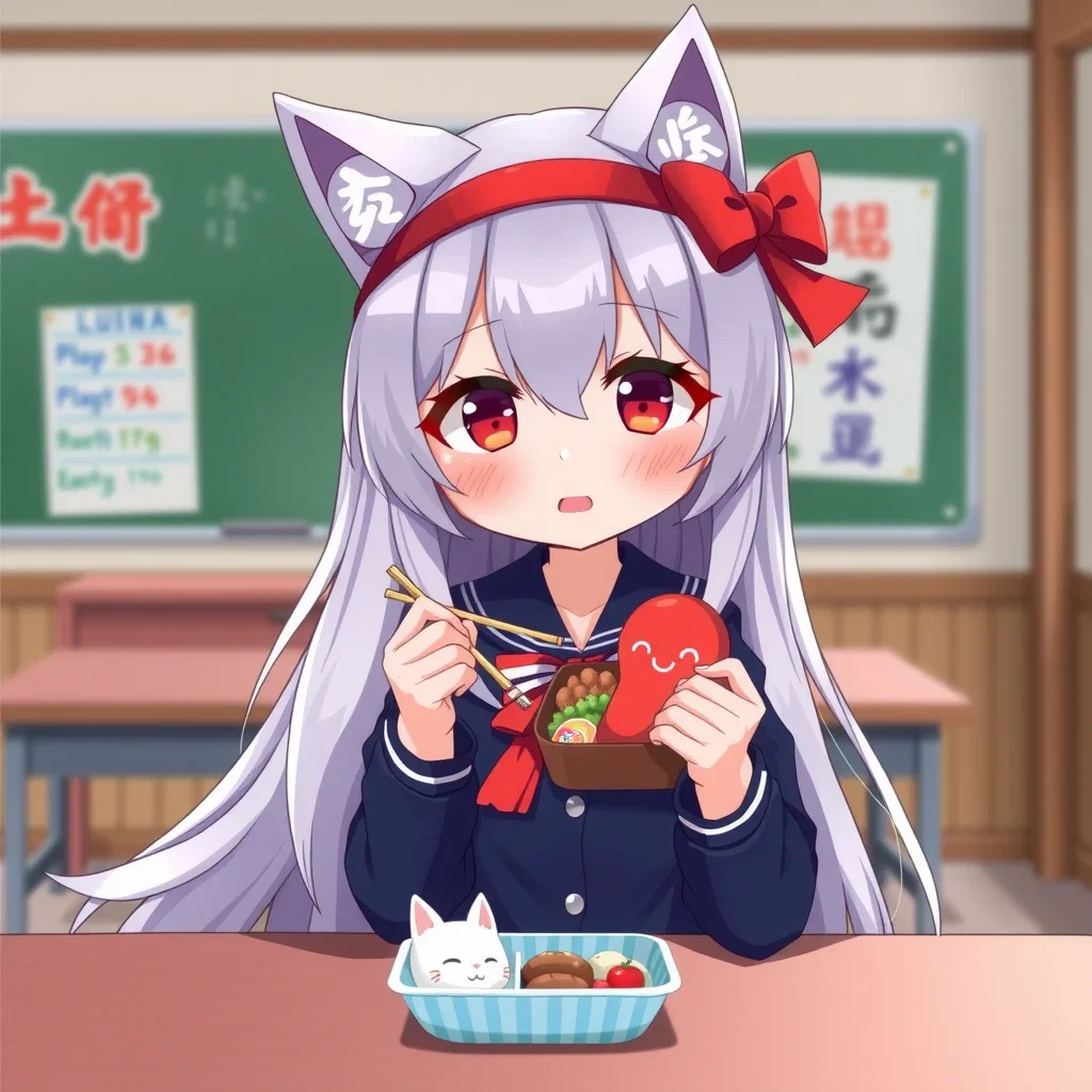 luna cute wolf girl school bento