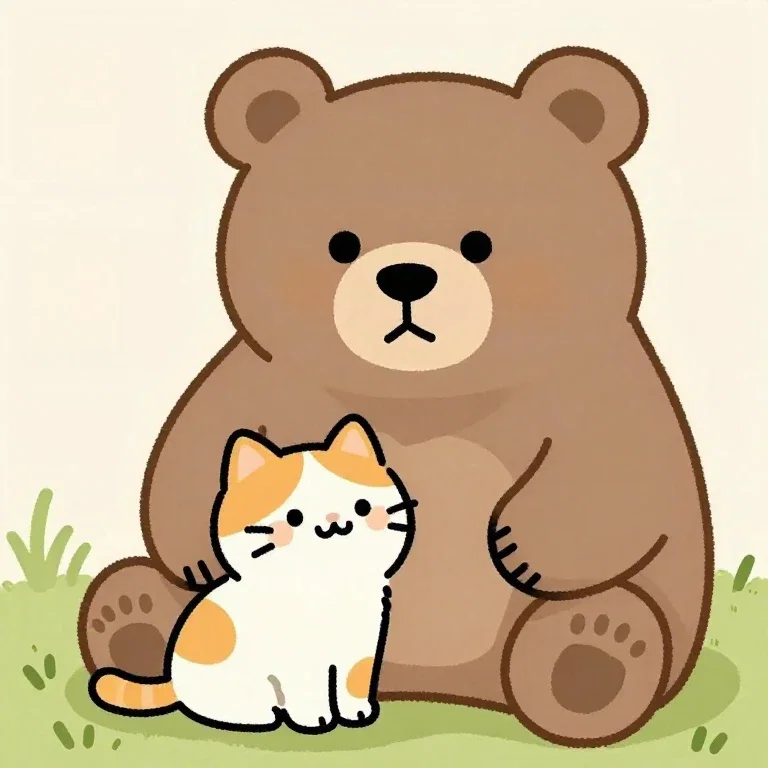 cute cat beats bear