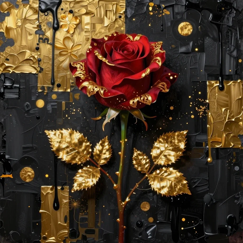 hyperrealistic rose klimt richter style art