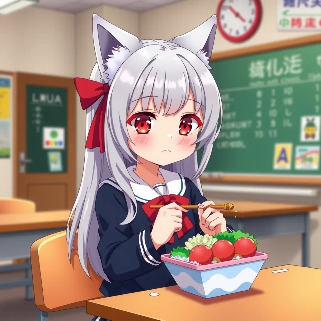 luna cute wolf girl school bento