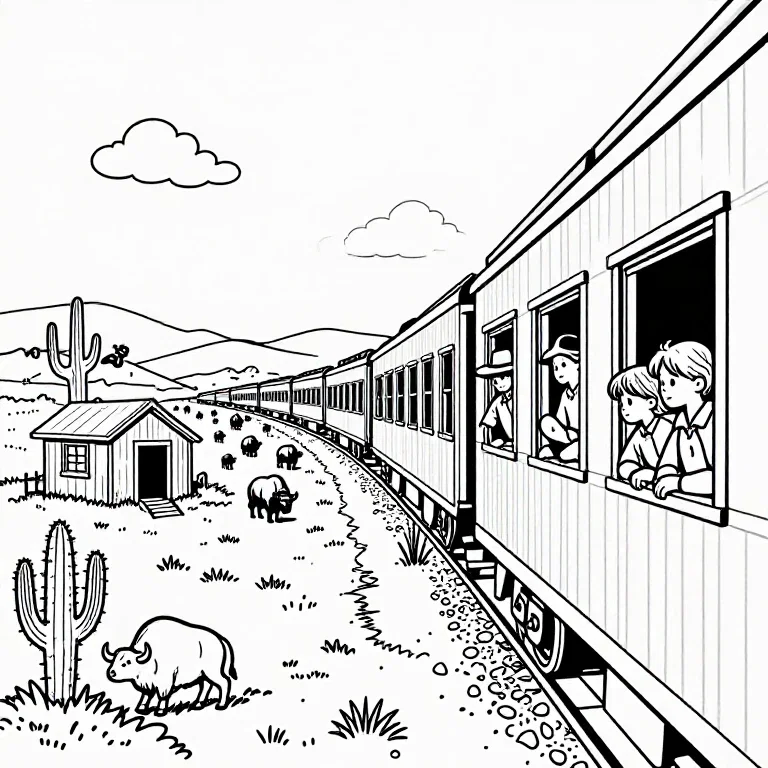 wild west train coloring page