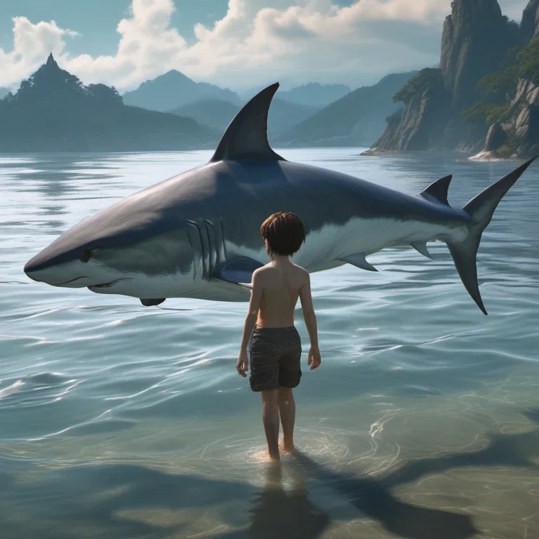 half human shark barefoot girl