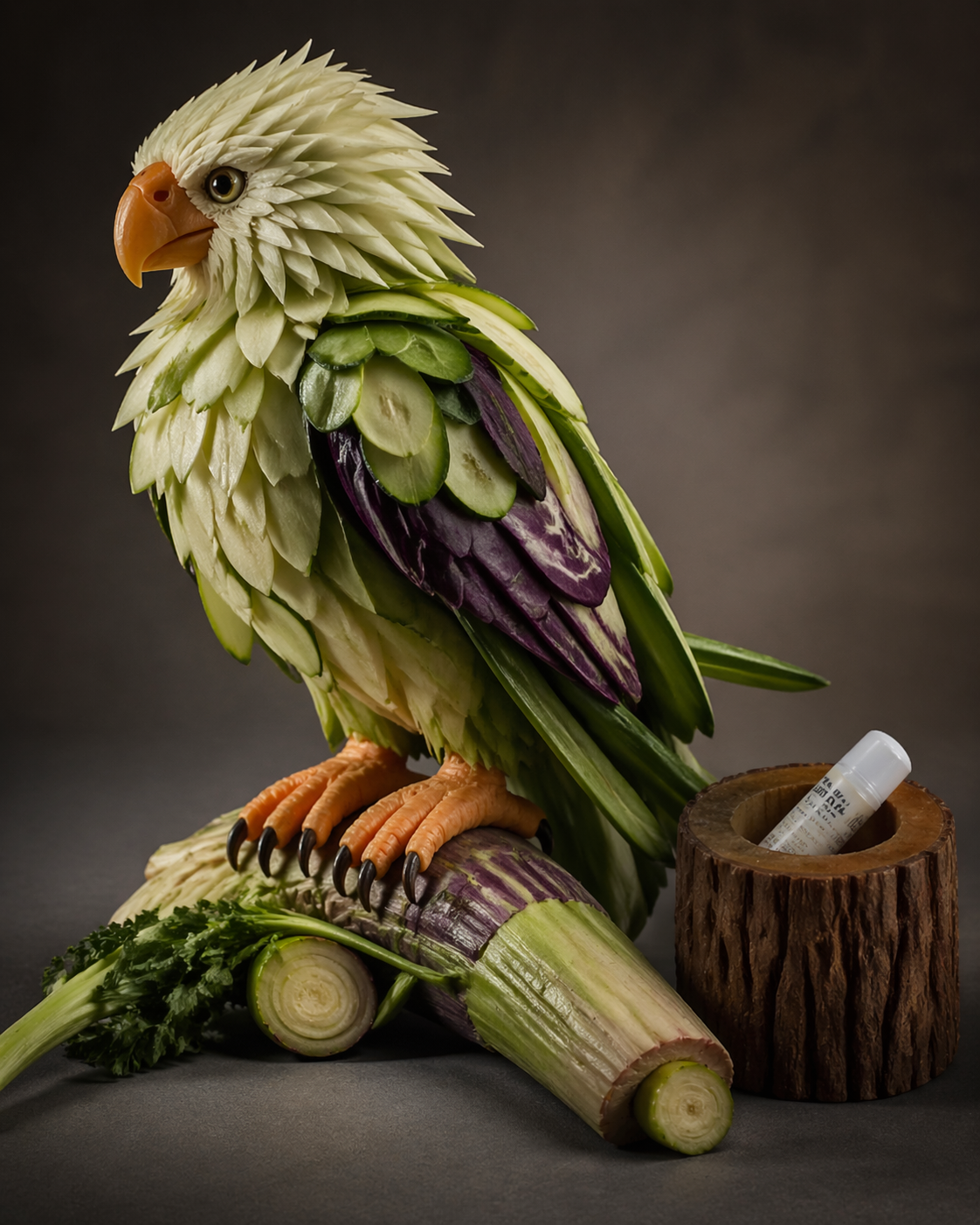 realistic vegetable sculpture studio photography