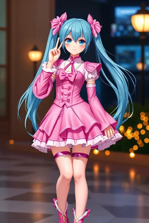dress hatsune miku in pink magical girl outfit