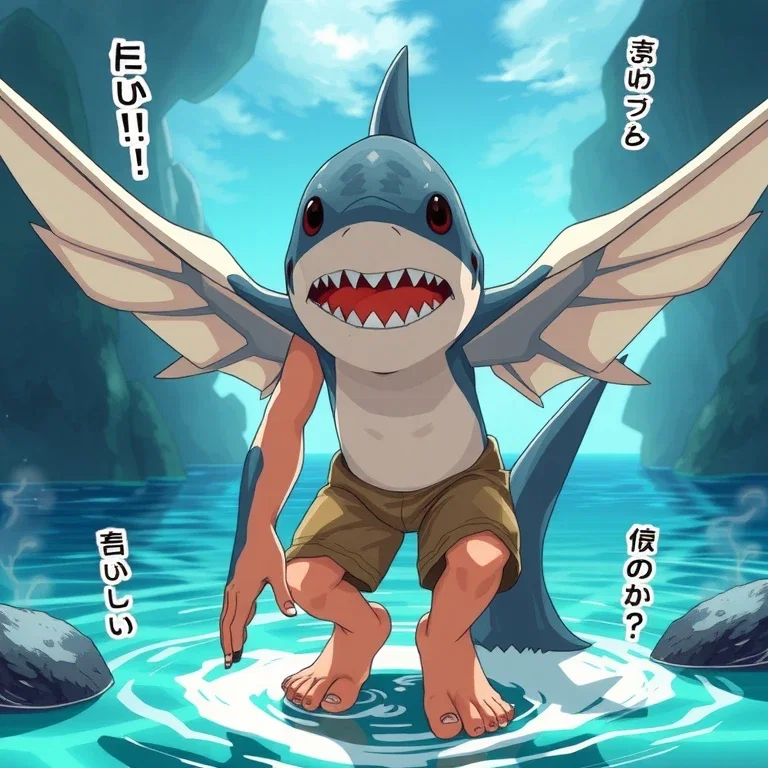epic half human shark boy hero