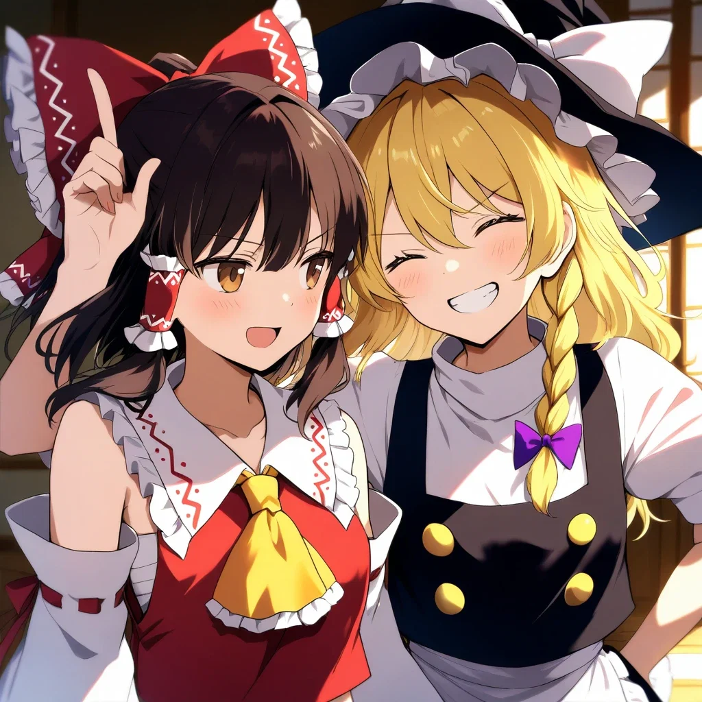 2 beautiful girls marisa reimu