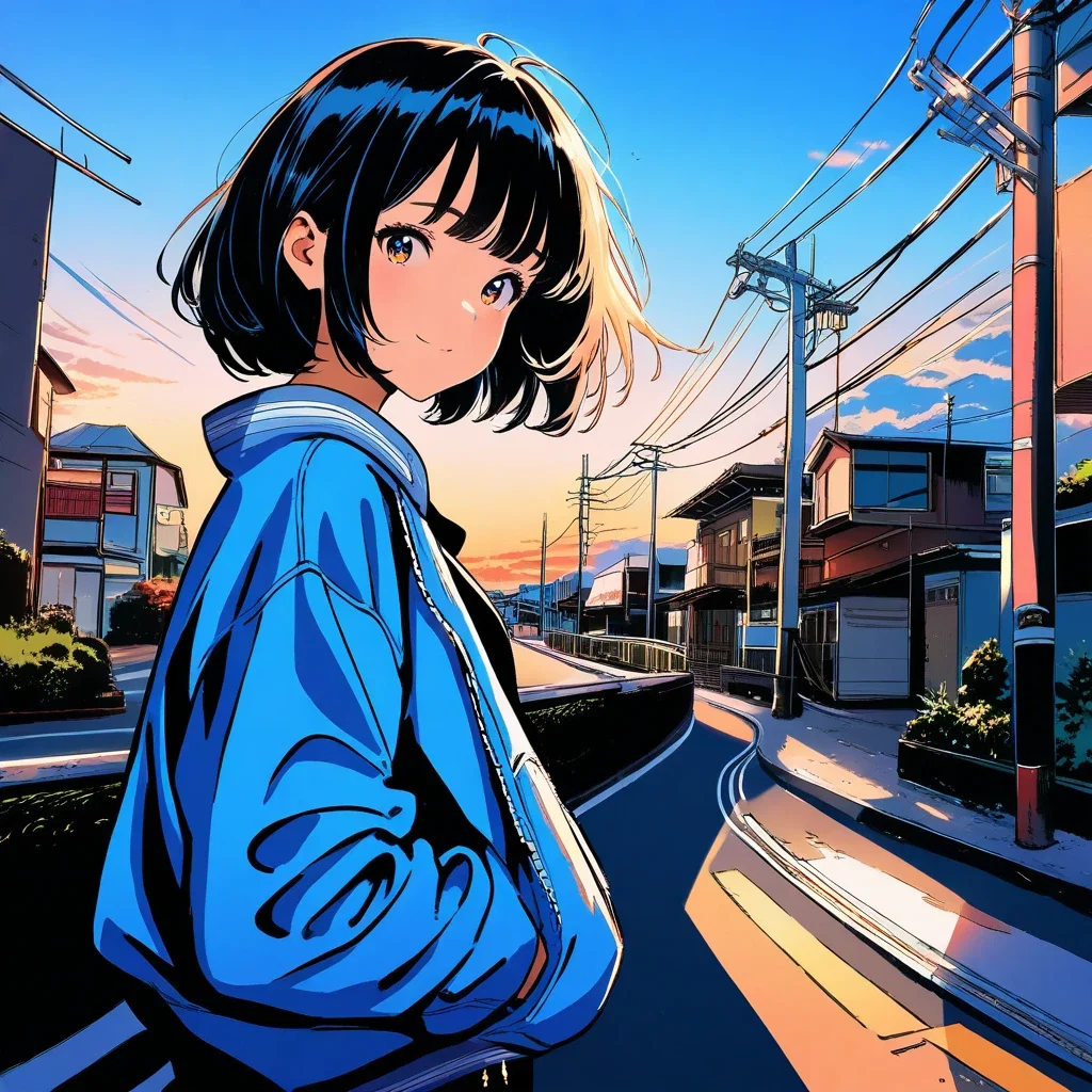 cute girl at a street corner