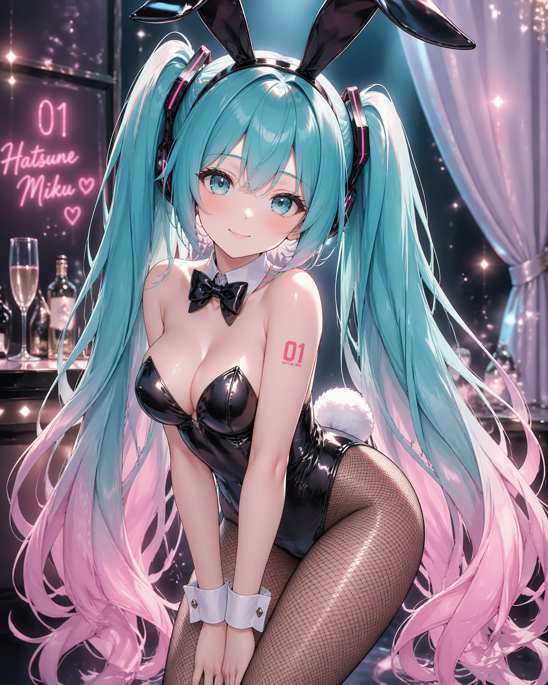 miku dressed as bunny girl pink hair