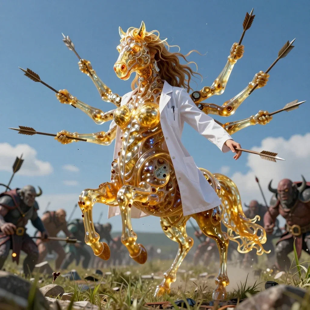 female scientist slime centaur battle
