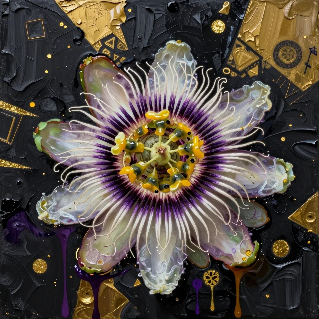 passionfruit blossom klimt style